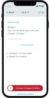 Screenshot of charger map on phone
